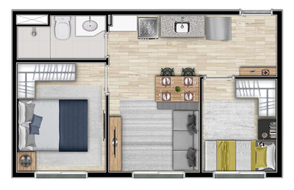 Apartamento 2 dorms - Tipo 1