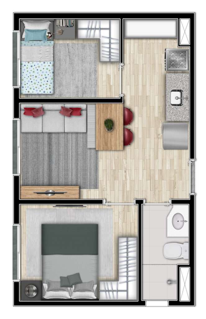 Apartamento 2 dorms - Tipo 2