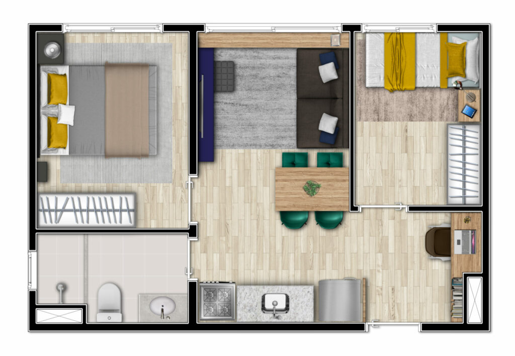 Planta Tipo E - 2 dormitórios