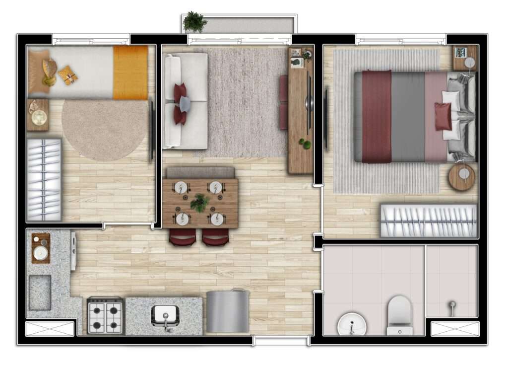 Planta 2 dorms. Tipo 1
