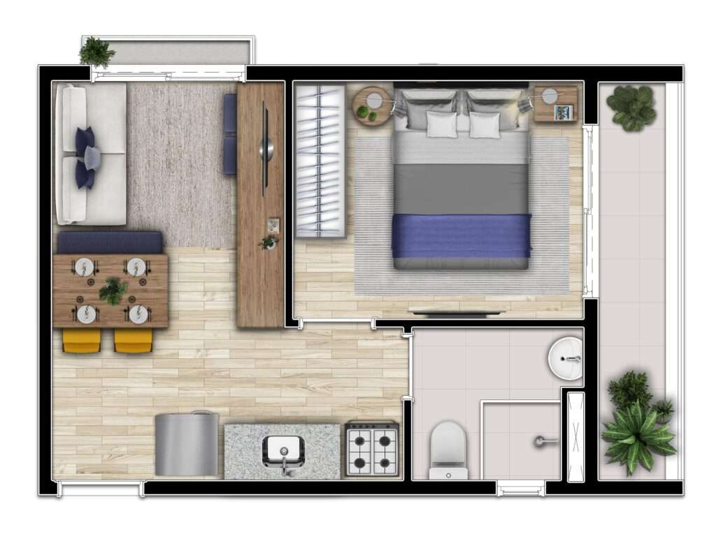 Planta 1 dorm. Tipo D