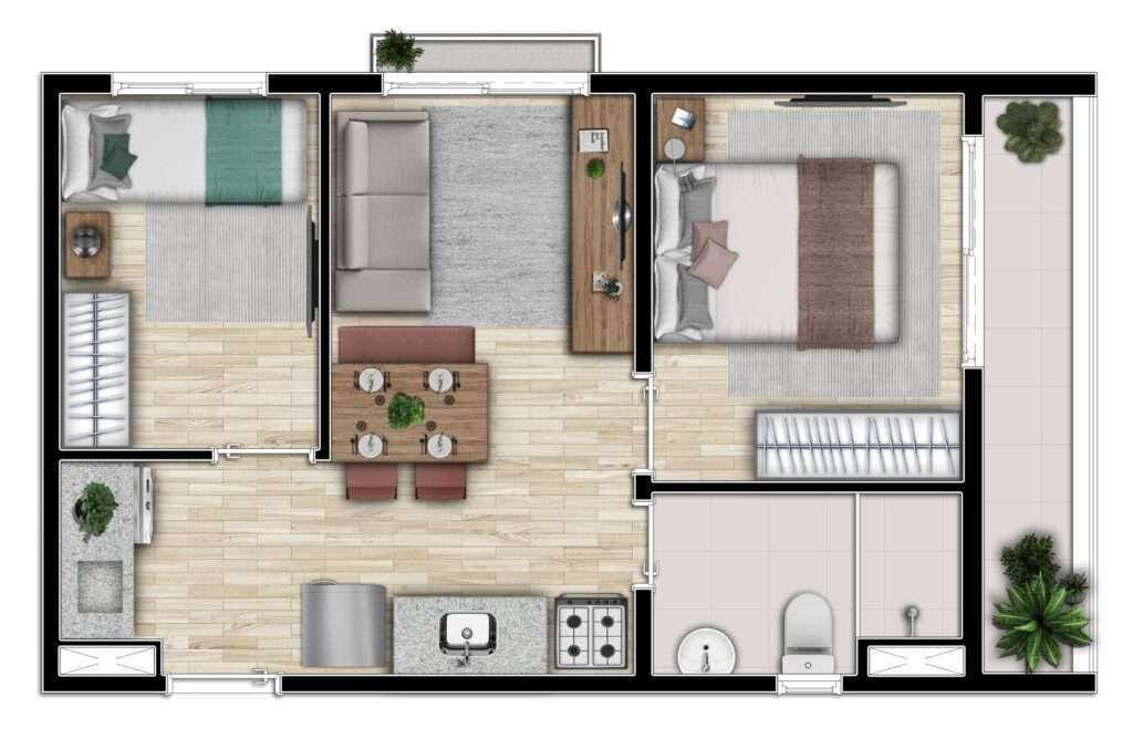 Planta 2 dorms. tipologia 15