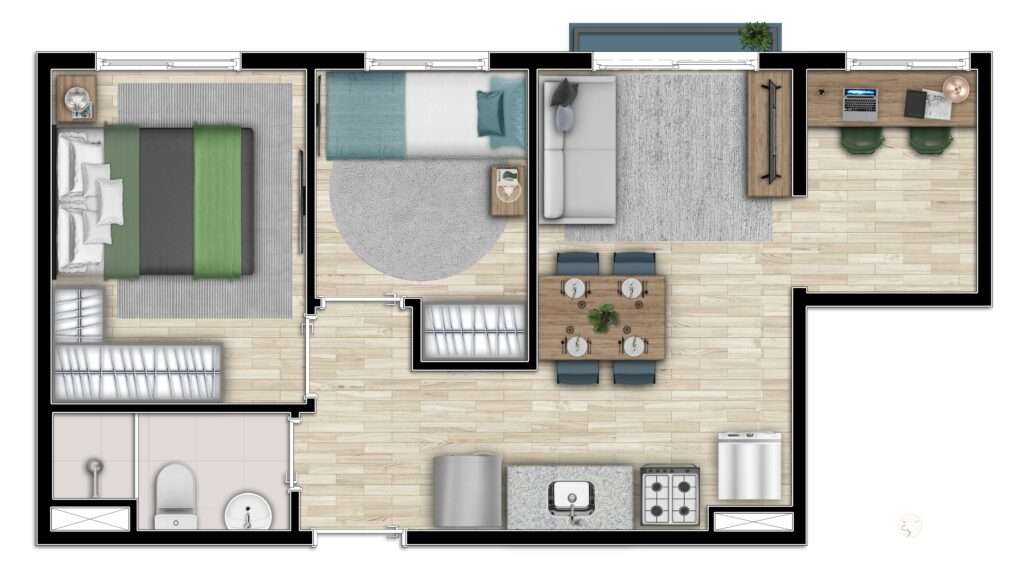 Planta 2 dorms  e office